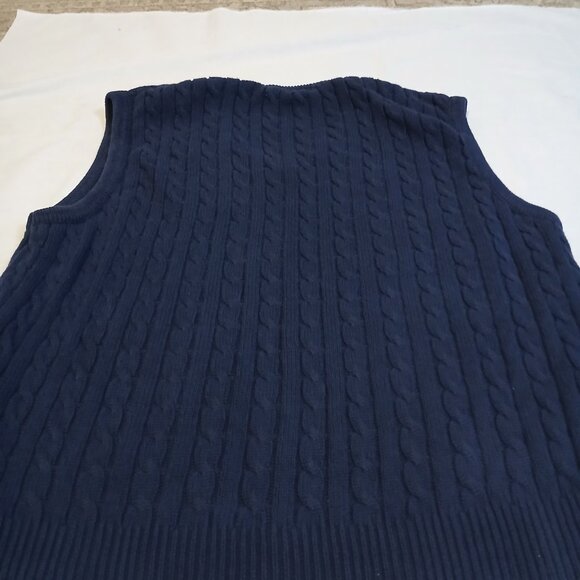 Brooks Brothers Men's XL Navy Blue Cable Knit Vest 100% Cotton‎ - Picture 8 of 8